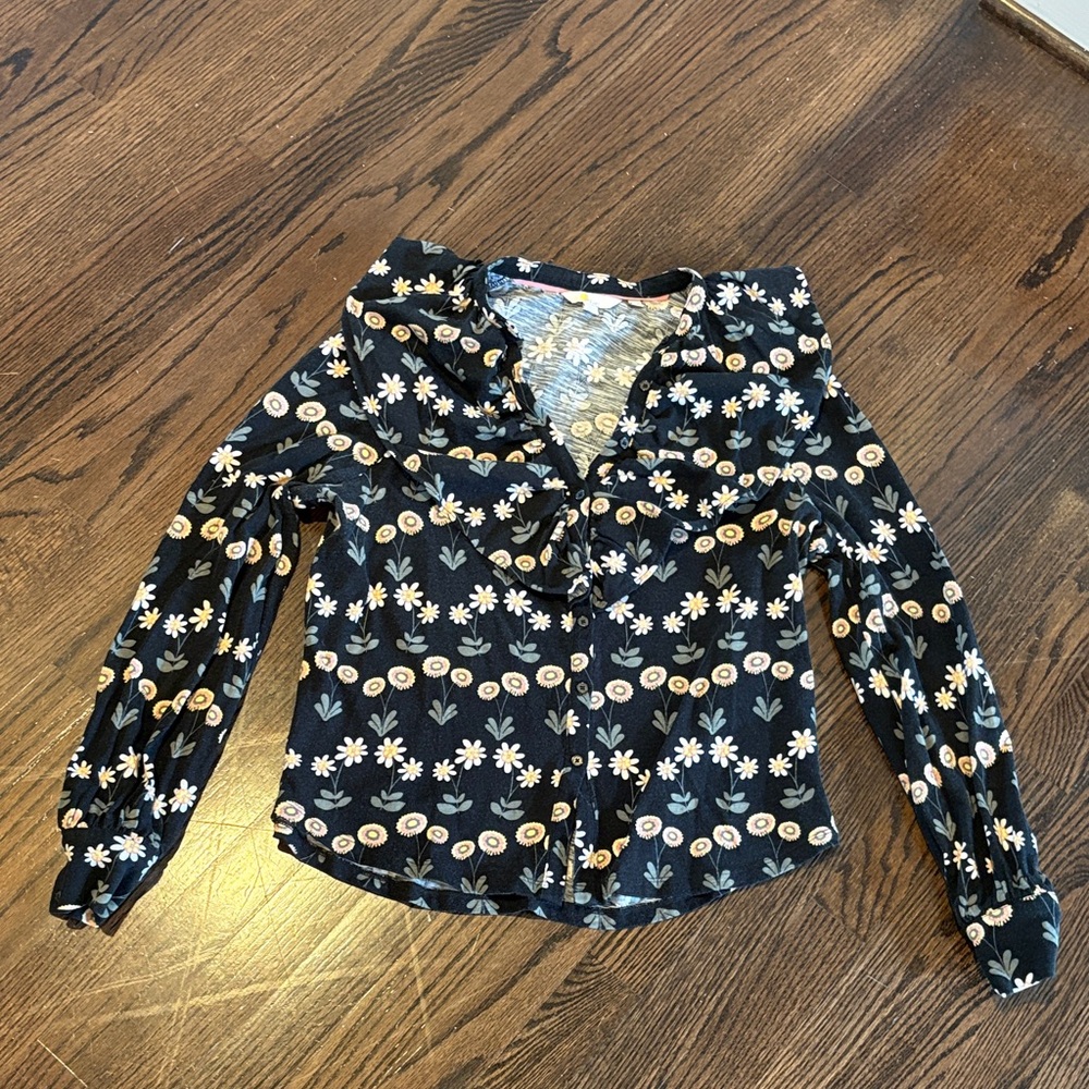 Boden Black Floral Blouse
